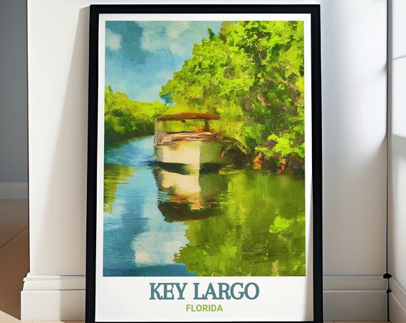 Key Largo Travel Print African Queen Canal Cruise Travel Poster African Queen Canal Cruise Florida Poster Key Largo Decor