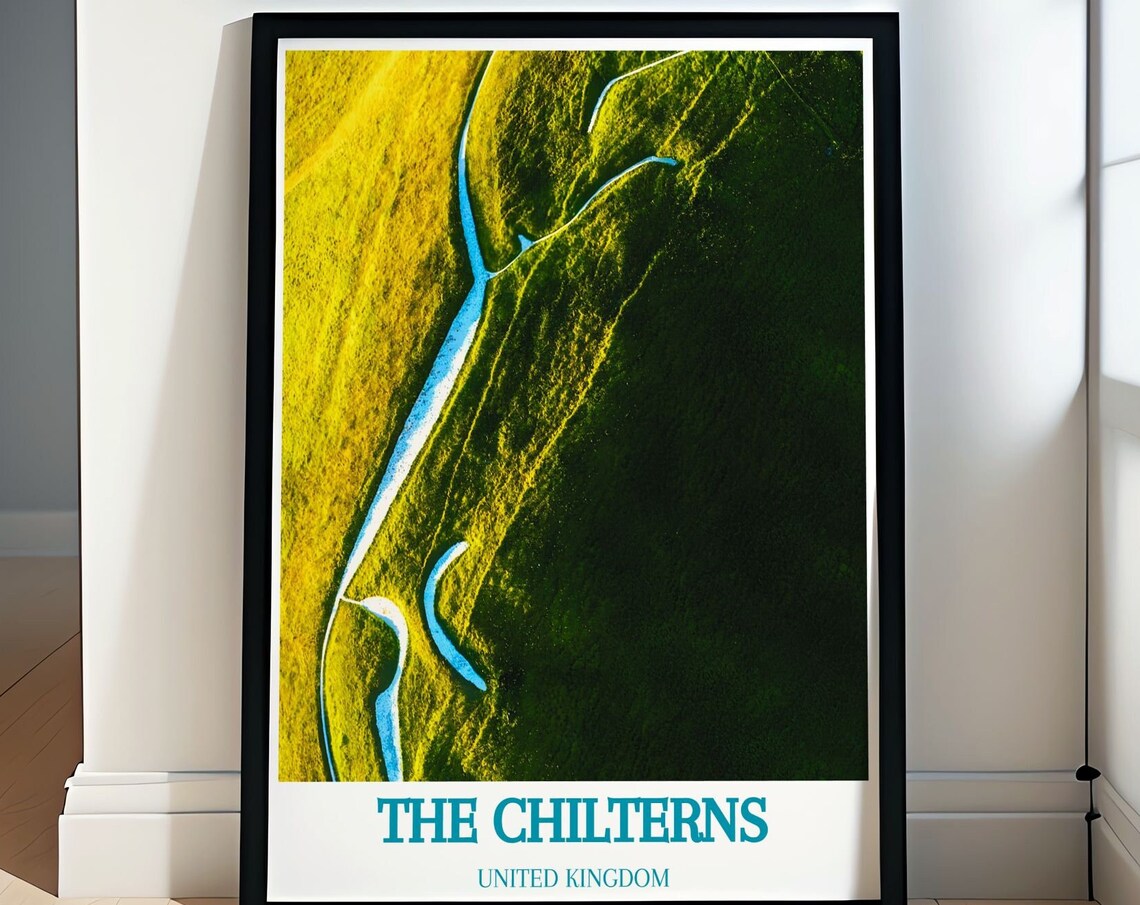 The Chilterns United Kingdom Aerial Green Hills Stream Poster
