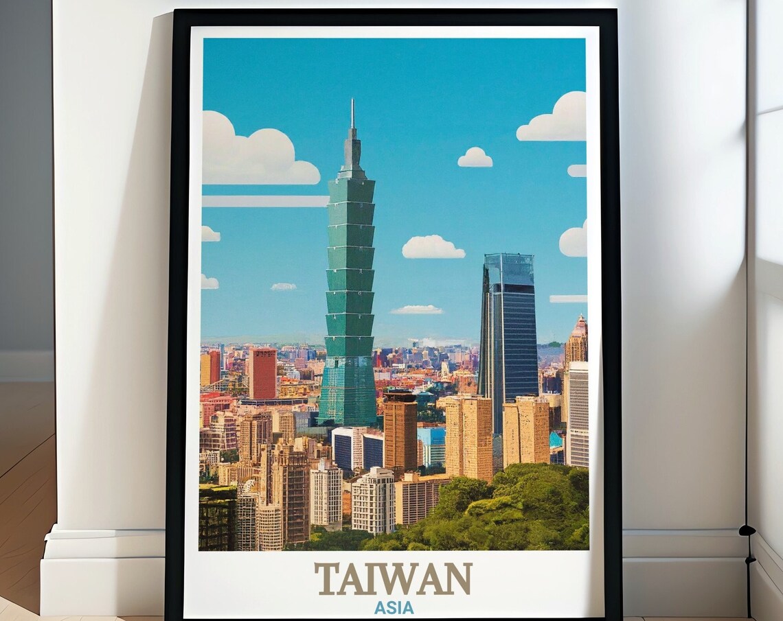 Taipei 101 Tower Grand Downtown Skyline Taiwan Asia Travel Poster
