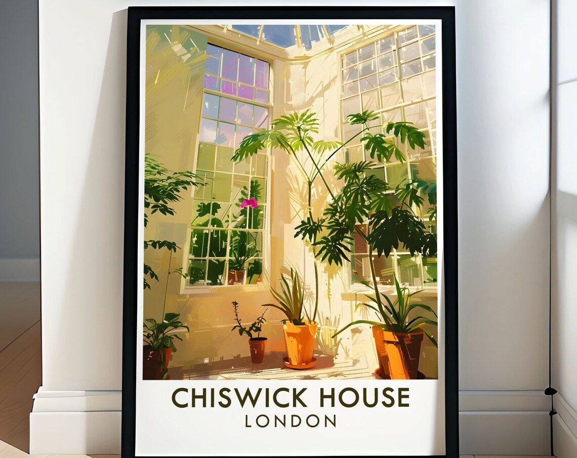 Chiswick House Sunlit Conservatory With Potted Plants Poster
