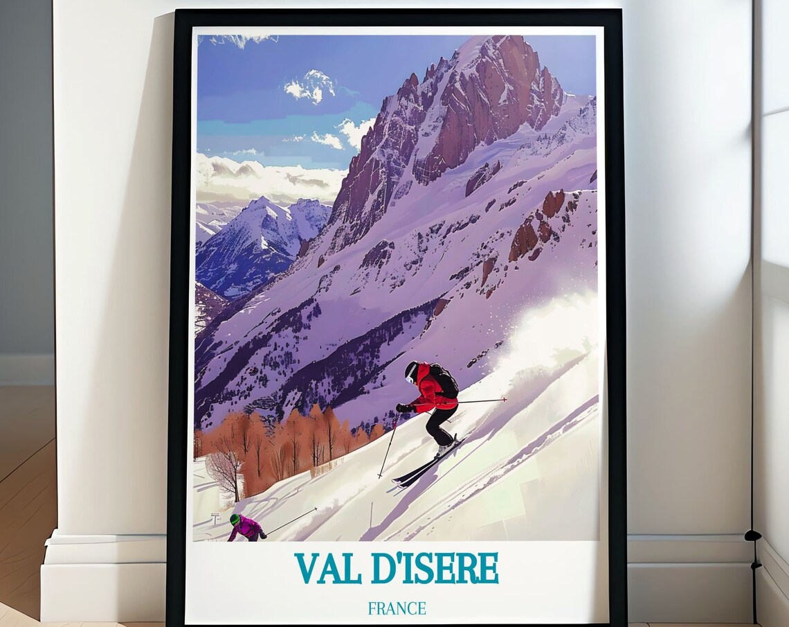 Val d'Isere France Downhill Skier Alpine Mountain Resort Poster