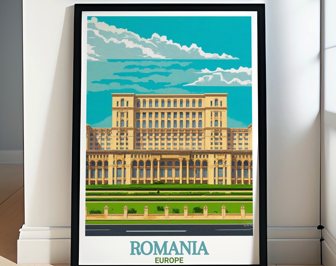 Romania Europe Palace of the Parliament Bucharest Grand Travel Poster