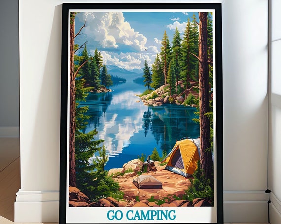 Go Camping Tranquility Meets Rustic Charm In Prints Skiing Retro Travel Poster Camping Travel Posters