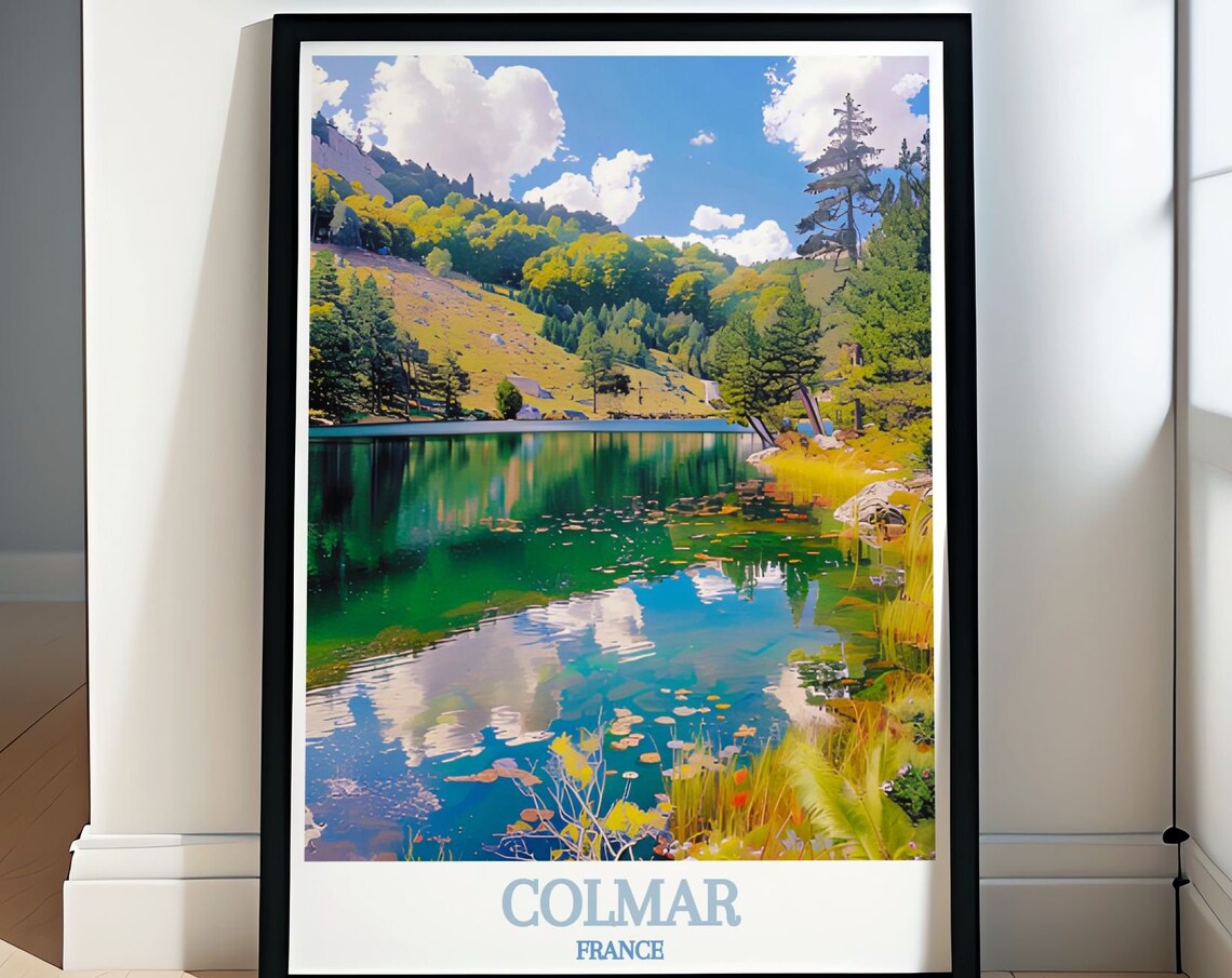 Colmar France Serene Alpine Lake Reflection Summer Travel Poster