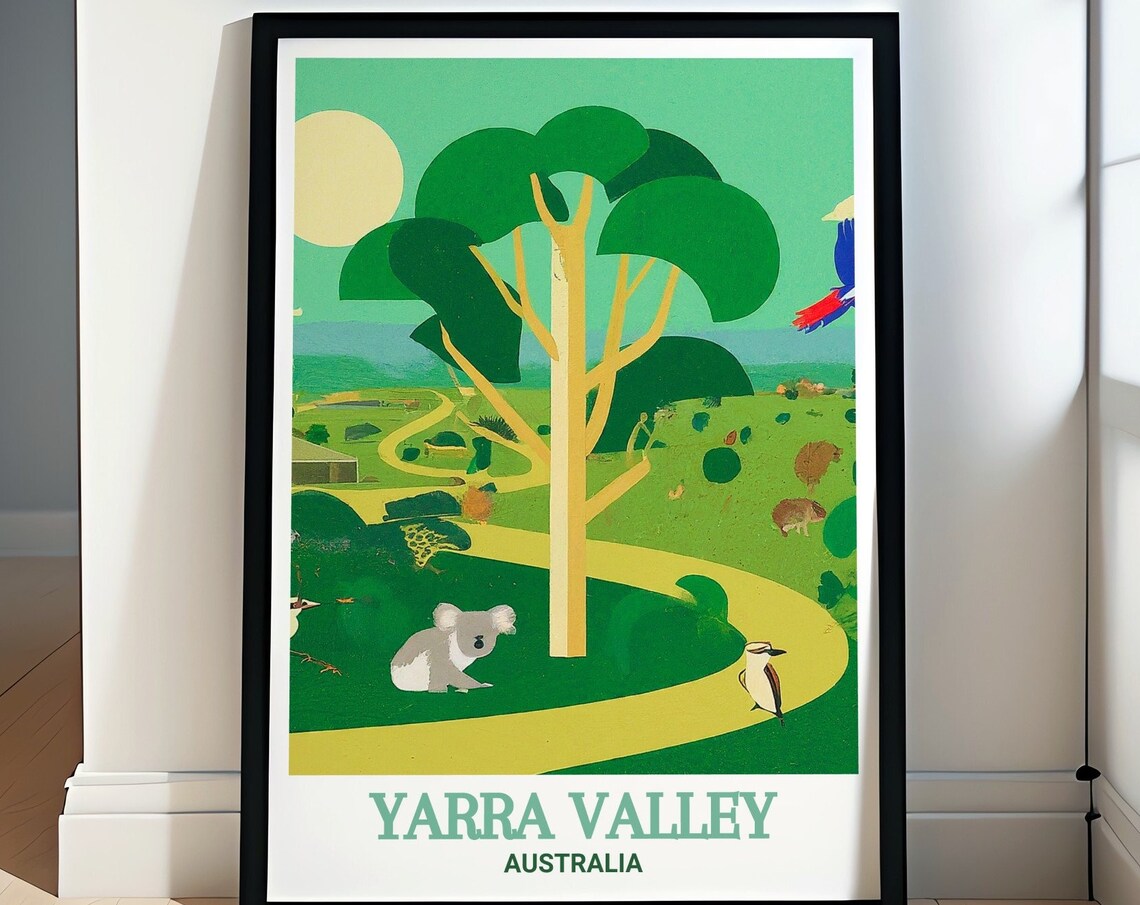 Yarra Valley Australia Koala Bushland Wildlife Scene Travel Poster