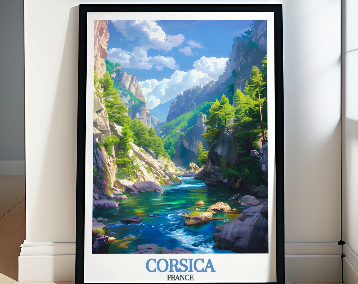 Corsica France Restonica Gorge River and Pine Clad Cliffs Poster