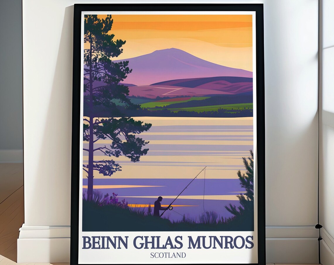 Beinn Ghlas Munros Loch Tay Fisherman Sunset Scotland Poster