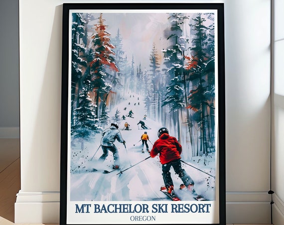 Mt Bachelor Travel Print Prints Of Bachelor Ski Resort And Deschutes National Forest Travel Poster Of Oregons Premier Ski Resort