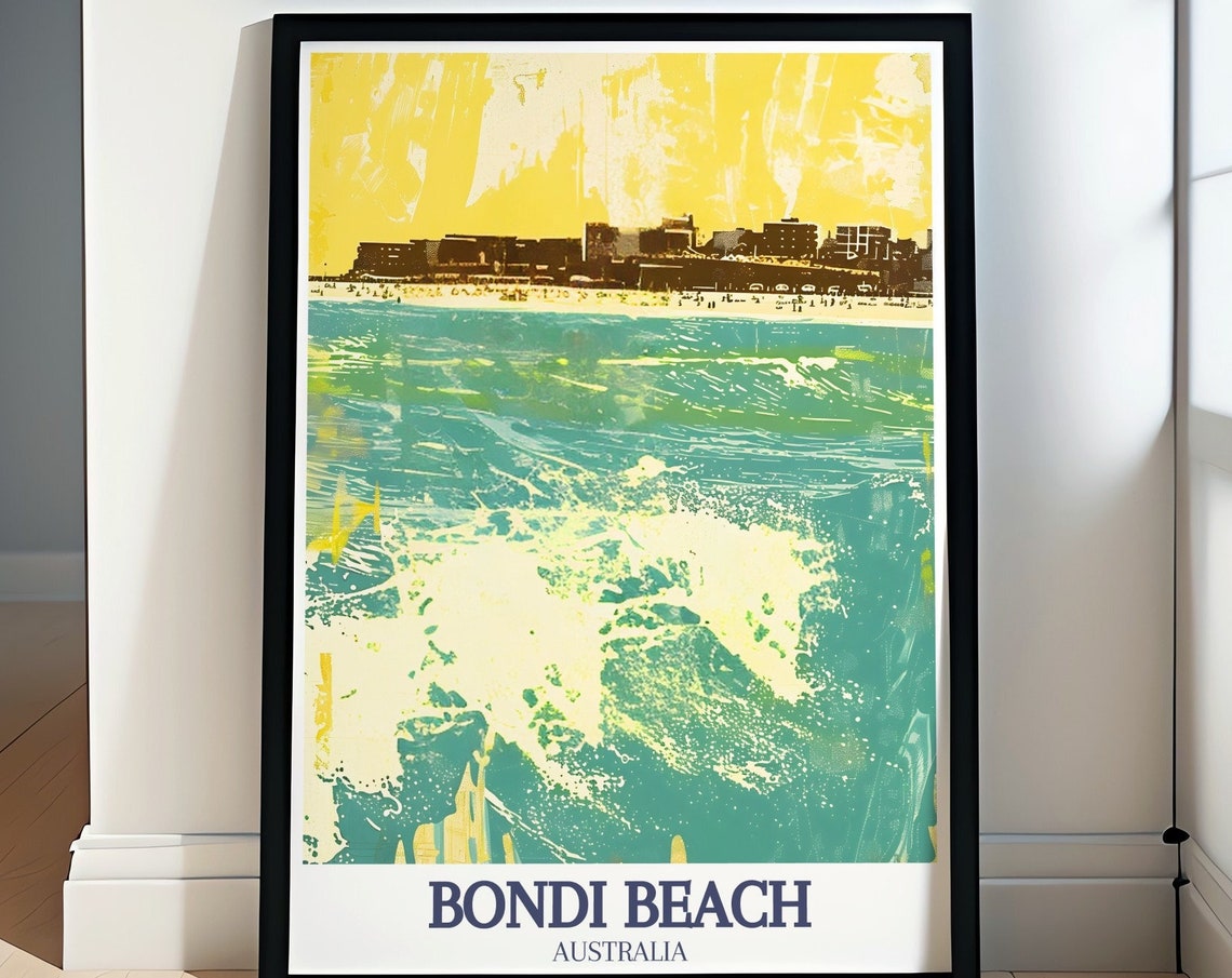 Bondi Beach Abstract Yellow Sky Ocean Surf Australia Wall Art