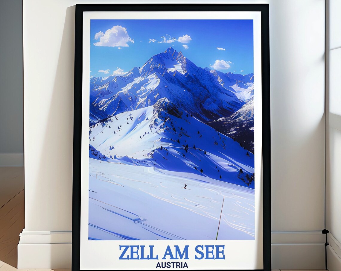 Zell Am See Austria Snowy Alpine Mountain Peak Winter Travel Poster