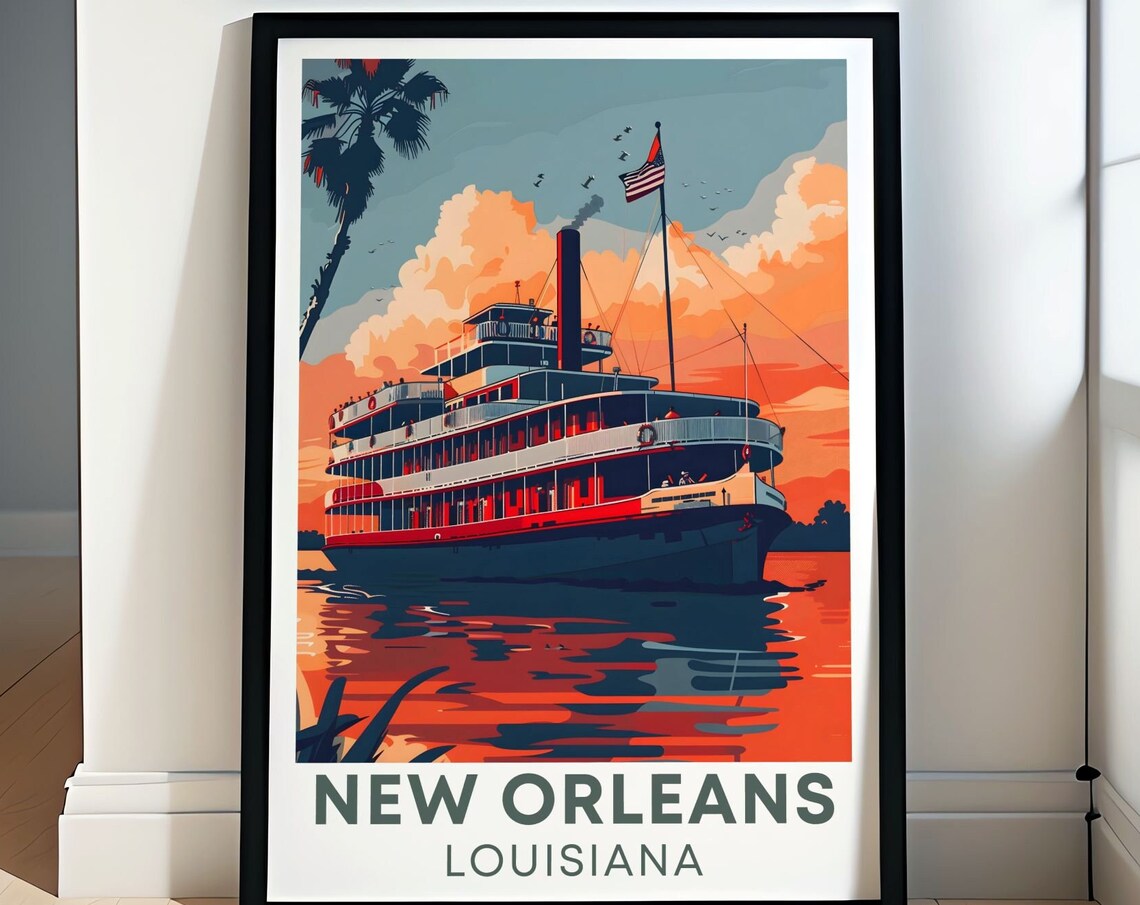Steamboat Natchez New Orleans Travel Poster