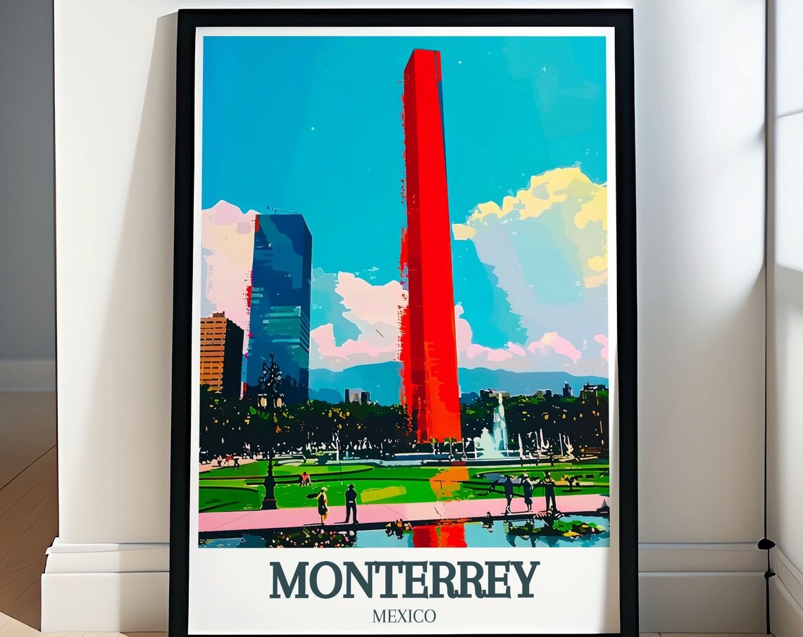 Monterrey Macroplaza Red Obelisk Plaza Mexico City Art Poster