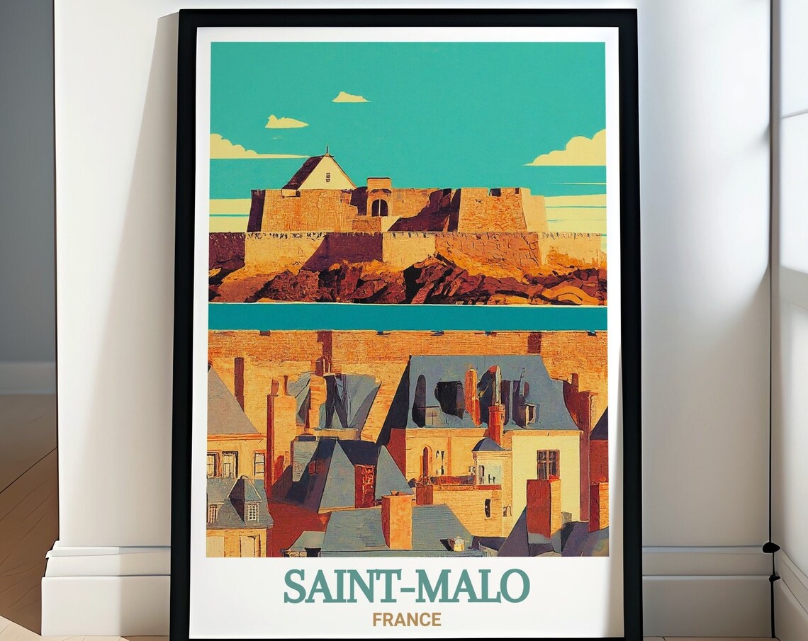 Saint-Malo France Fort Old Town Brittany Coastal Travel Poster