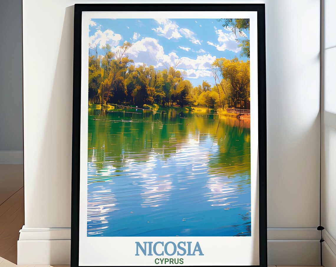 Nicosia Emerald Lake Lush Green Trees Tranquil Nature Travel Poster