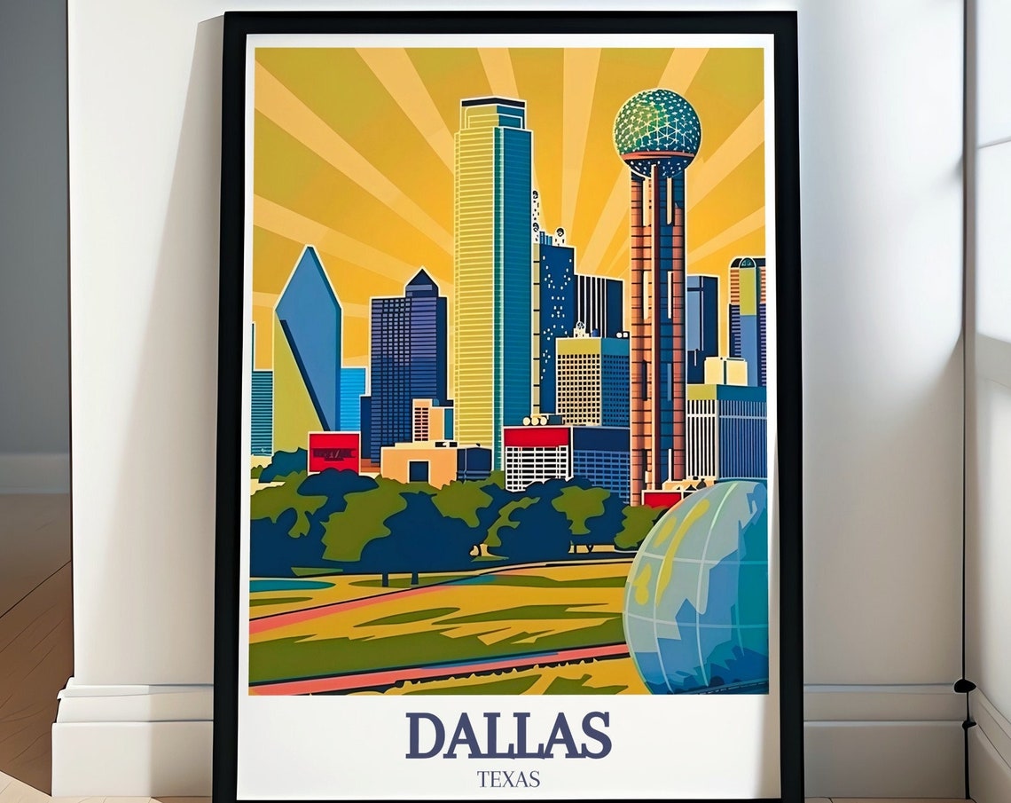 Dallas Travel Print Reunion Towerball In The Air Travel Poster Reunion Tower Ball In The Air Dallas Print Texas Home Decor