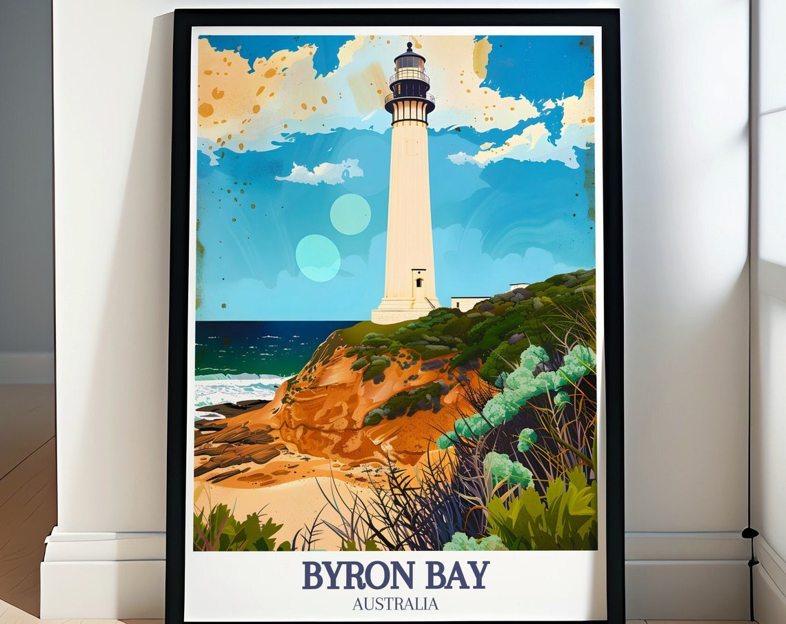 Cape Byron Lighthouse Cliff Byron Bay Australia Travel Poster