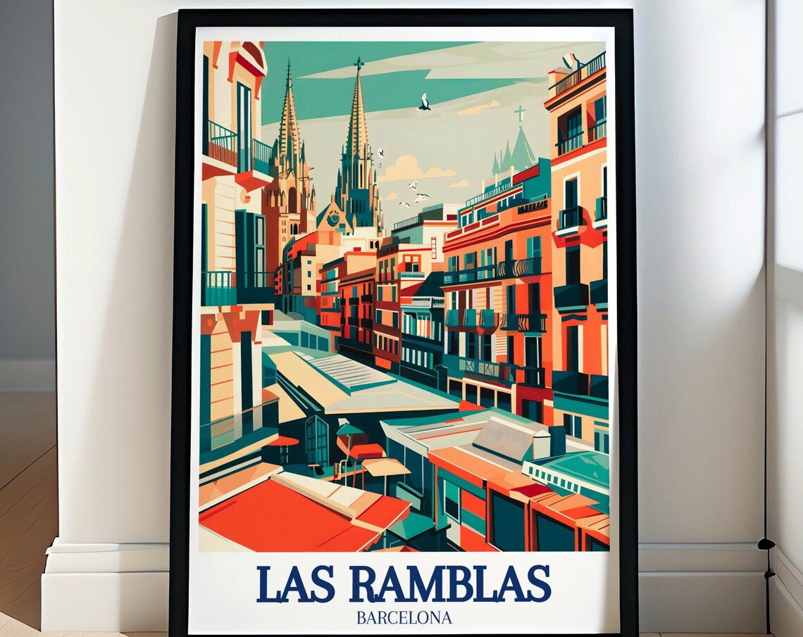 Las Ramblas Travel Poster, La Boqueria Market Barcelona