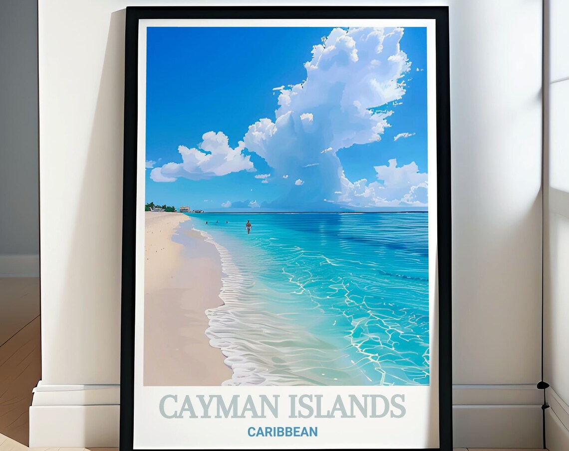 Cayman Islands Caribbean Beach With Turquoise Ocean Water Poster