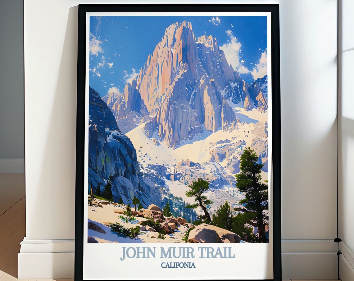 Snowcapped Sierra Peak John Muir Trail California Travel Poster