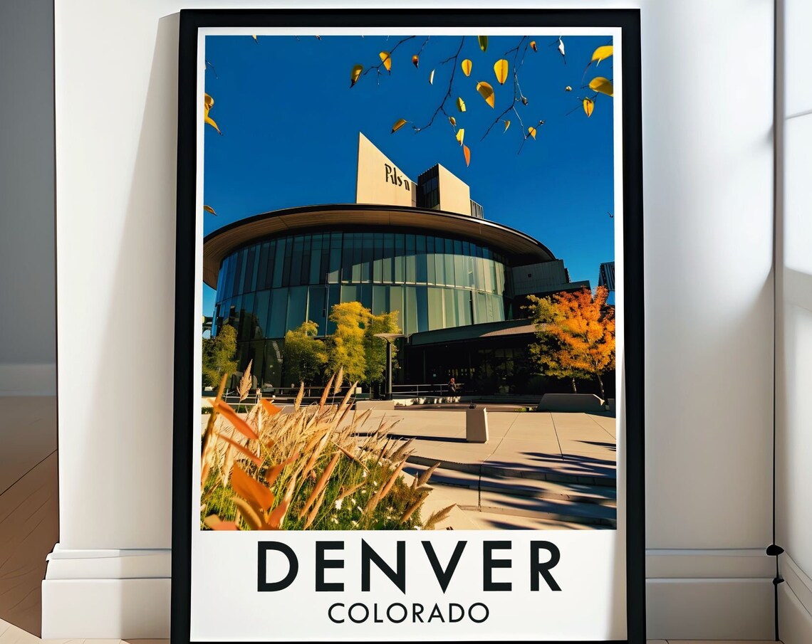 Denver Colorado Art Museum Building Autumn Foliage Travel Poster