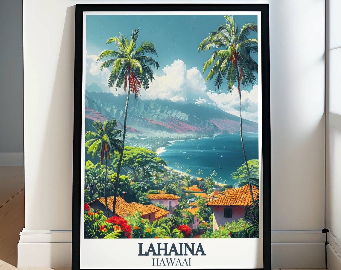 Lahaina Hawaii Tropical Coast Palm Trees Daytime View Poster