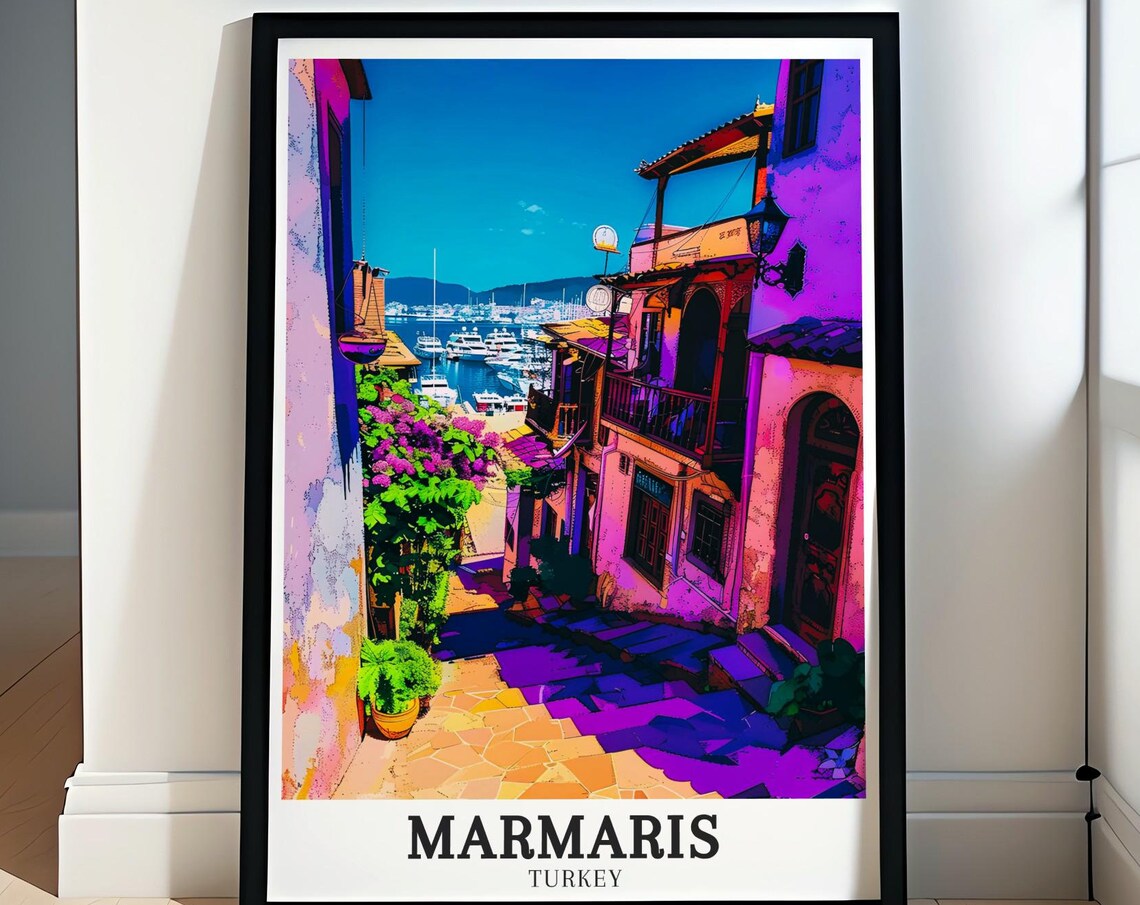 Marmaris Turkey Colorful Old Town Alley Leading to the Marina Poster