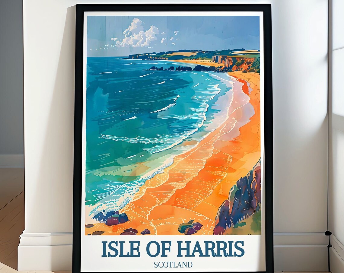 Isle Of Harris Scotland Golden Beach Coastline Scenic Travel Poster
