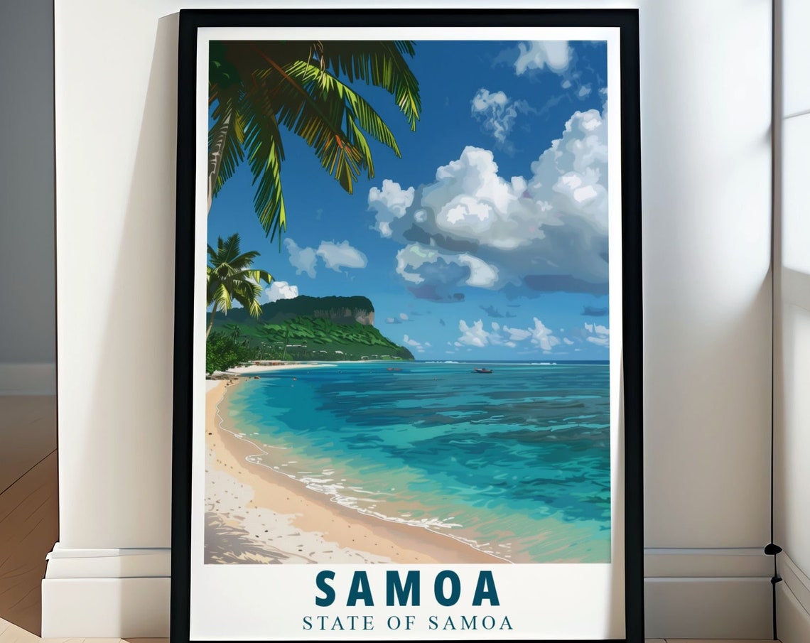 Lalomanu Beach White Sand Palm Turquoise Lagoon Samoa Island Poster