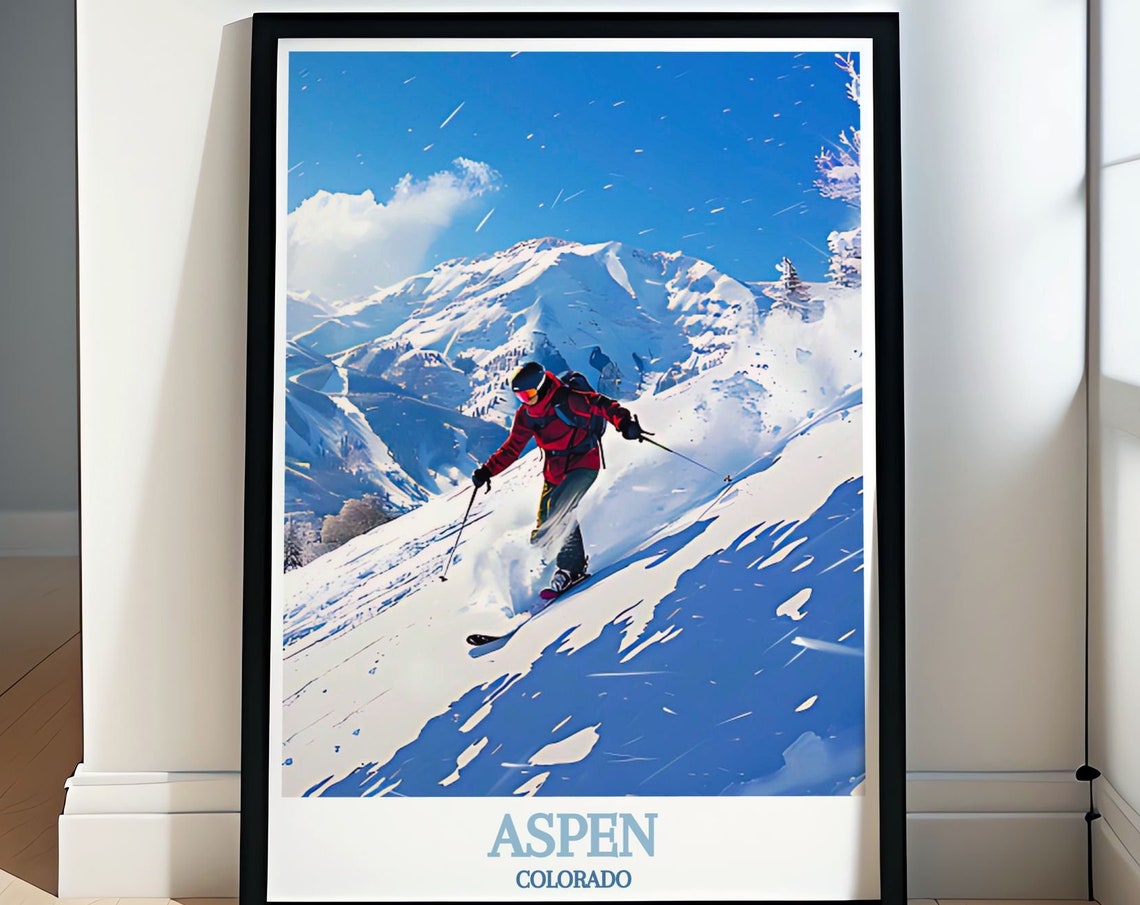 Aspen Colorado Skier Powder Run Red Jacket Ski Resort Poster