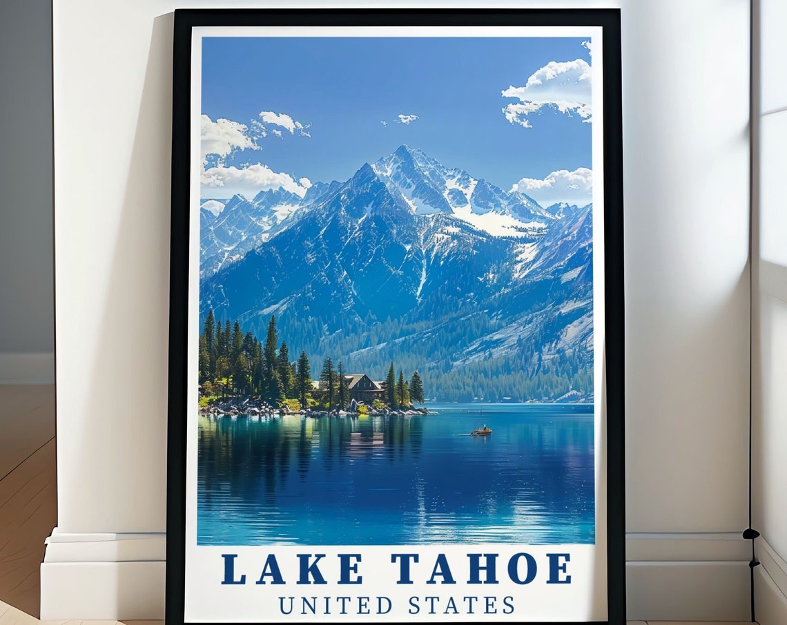 Lake Tahoe Wall Art Lake Tahoe Print Sierra Nevada Travel Poster Lake Tahoe Poster Lake Tahoe Travel Print