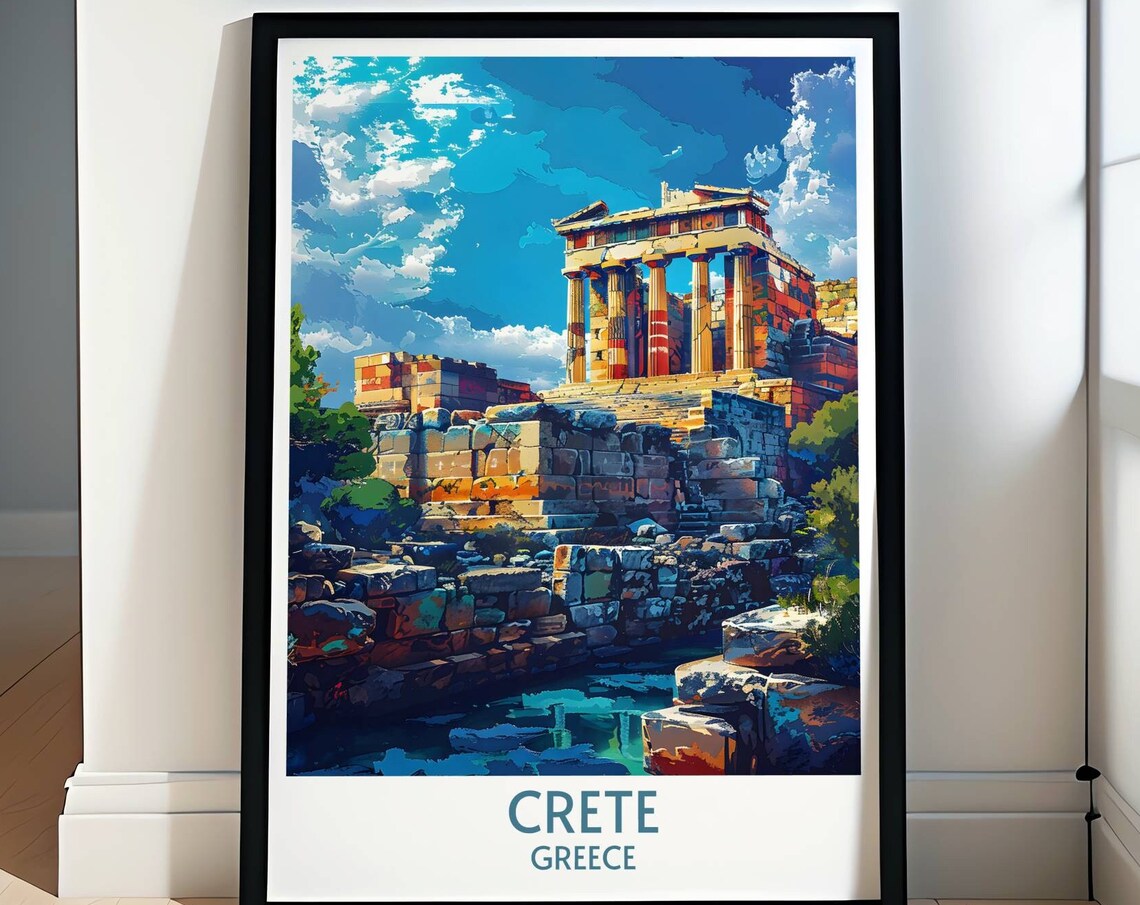 Crete Greece Ancient Temple Ruins On Rocky Mediterranean Coast Poster
