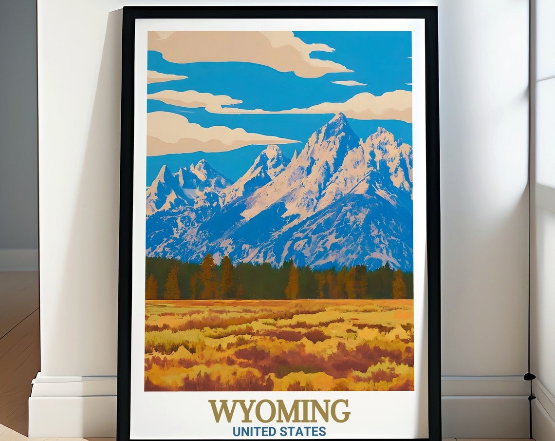 Wyoming Print Grand Teton National Park Poster Grand Teton National Park Travel Poster And Art Print Wyoming Print