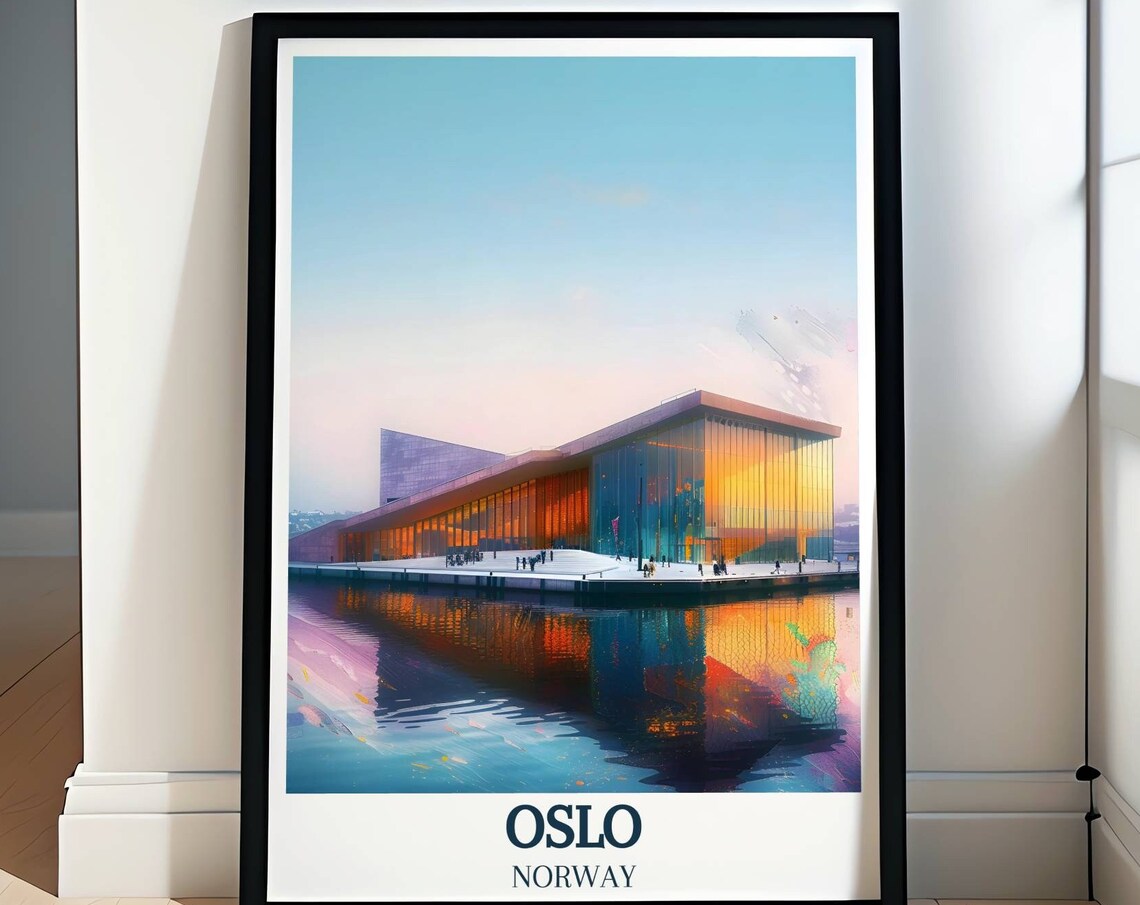 Oslo Opera House Waterfront Glowing at Golden Sunset Norway Poster