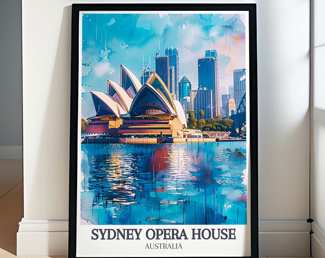 Sydney Opera House Watercolor Harbour Landmark Travel Poster