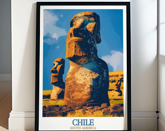 Chile Easter Island Ancient Moai Statues Mystical Travel Poster