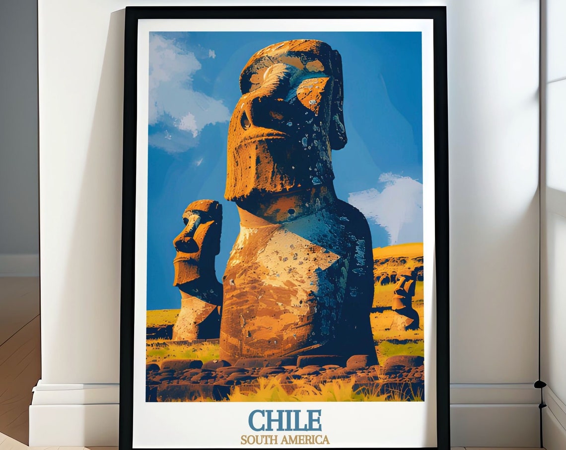 Chile Easter Island Ancient Moai Statues Mystical Travel Poster