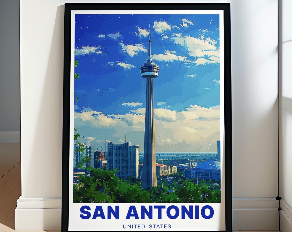 San Antonio Wall Art Tower Of The Americas Poster San Antonio Texas With Tower Of The Americas Decor Tower Of The Americas Art