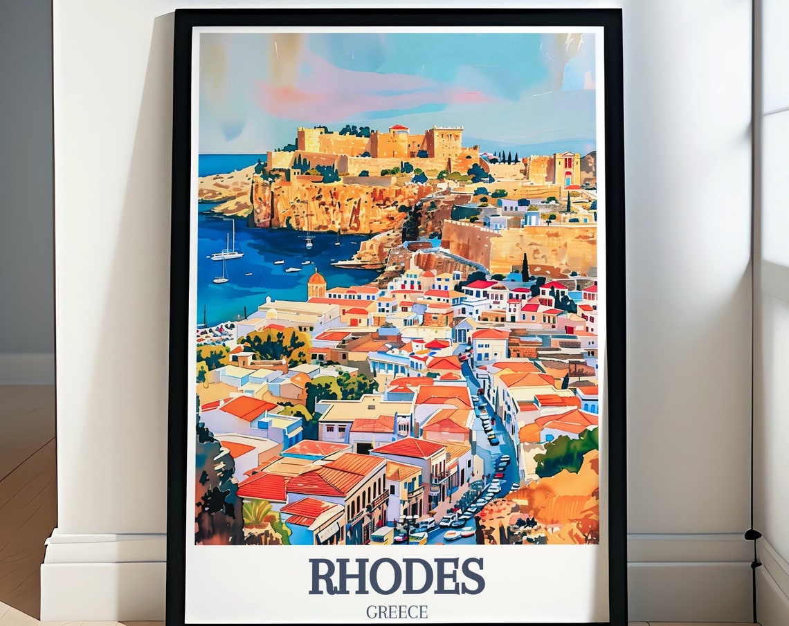 Rhodes Wall Art Palace Of The Grand Master Poster Old Town Of Rhodes Art And Travel Poster Greece Travel Gifts And Decor