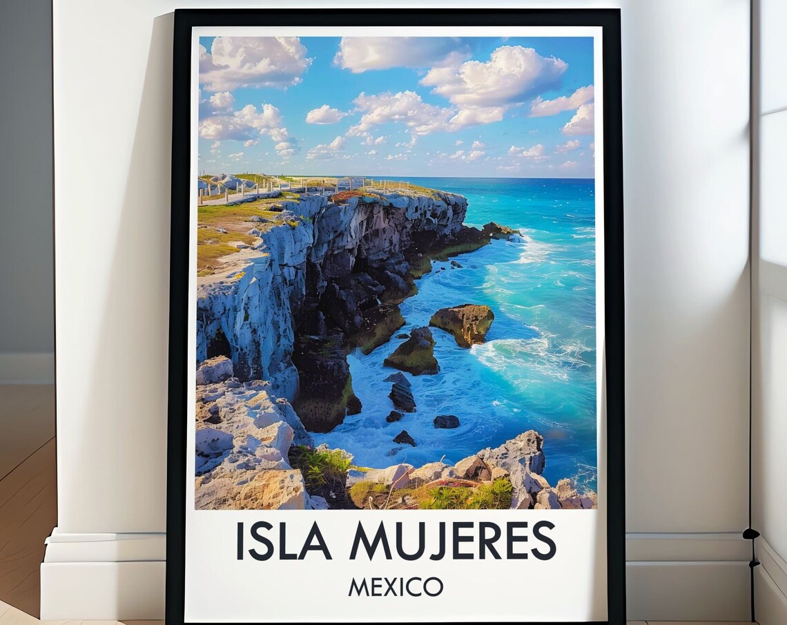 Isla Mujeres Mexico Punta Sur Cliff Turquoise Coast Travel Poster