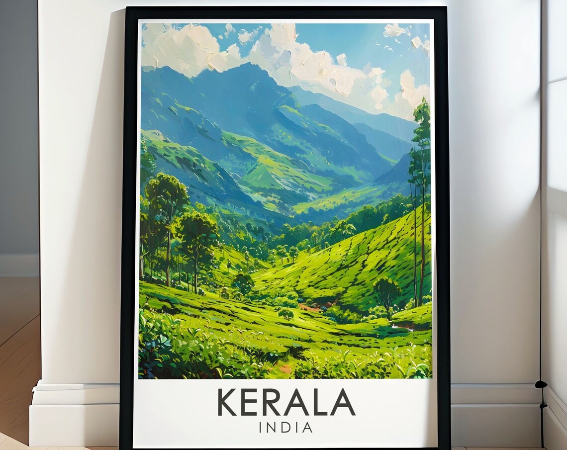 Kerala Munnar Tea Plantations Lush Green Hills Scenic India Poster