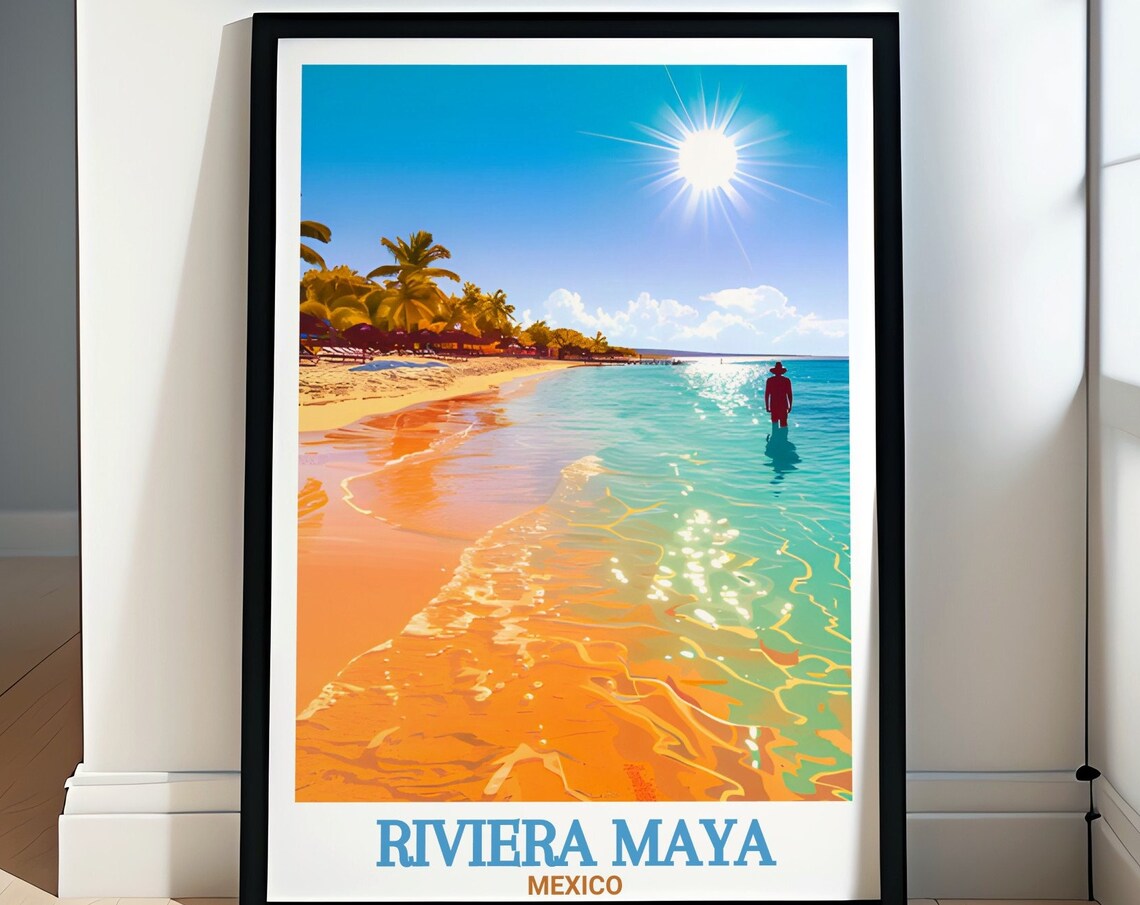 Riviera Maya Tropical Beach Wader Turquoise Water Mexico Poster