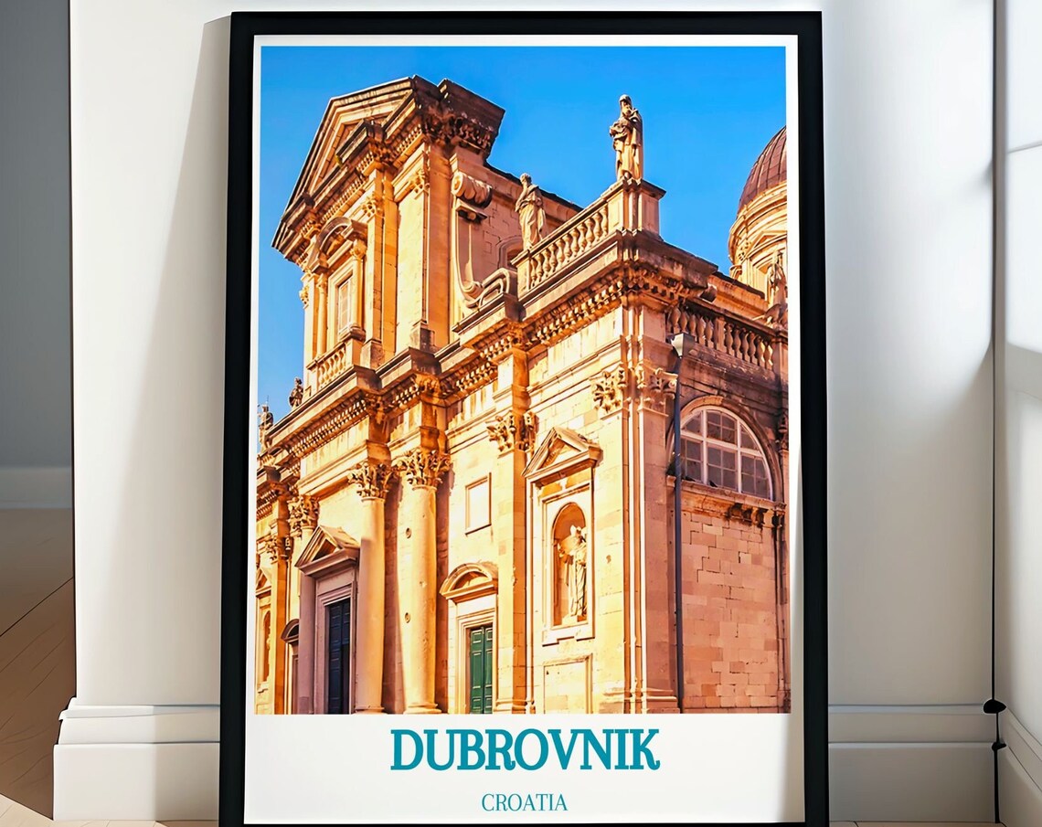 Dubrovnik Croatia Historic Stone Cathedral Facade Detail Poster