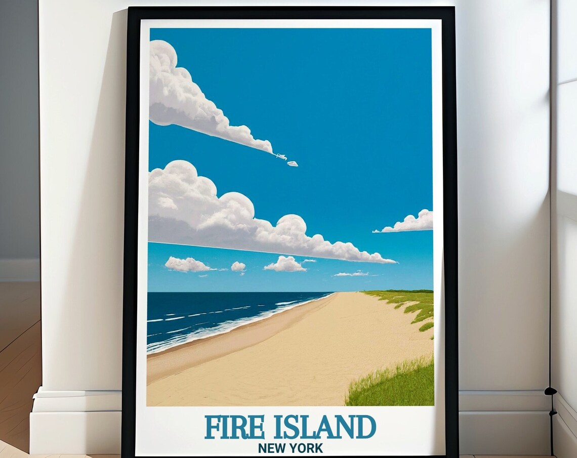Fire Island New York Ocean Beach Dunes Shoreline Waves Poster