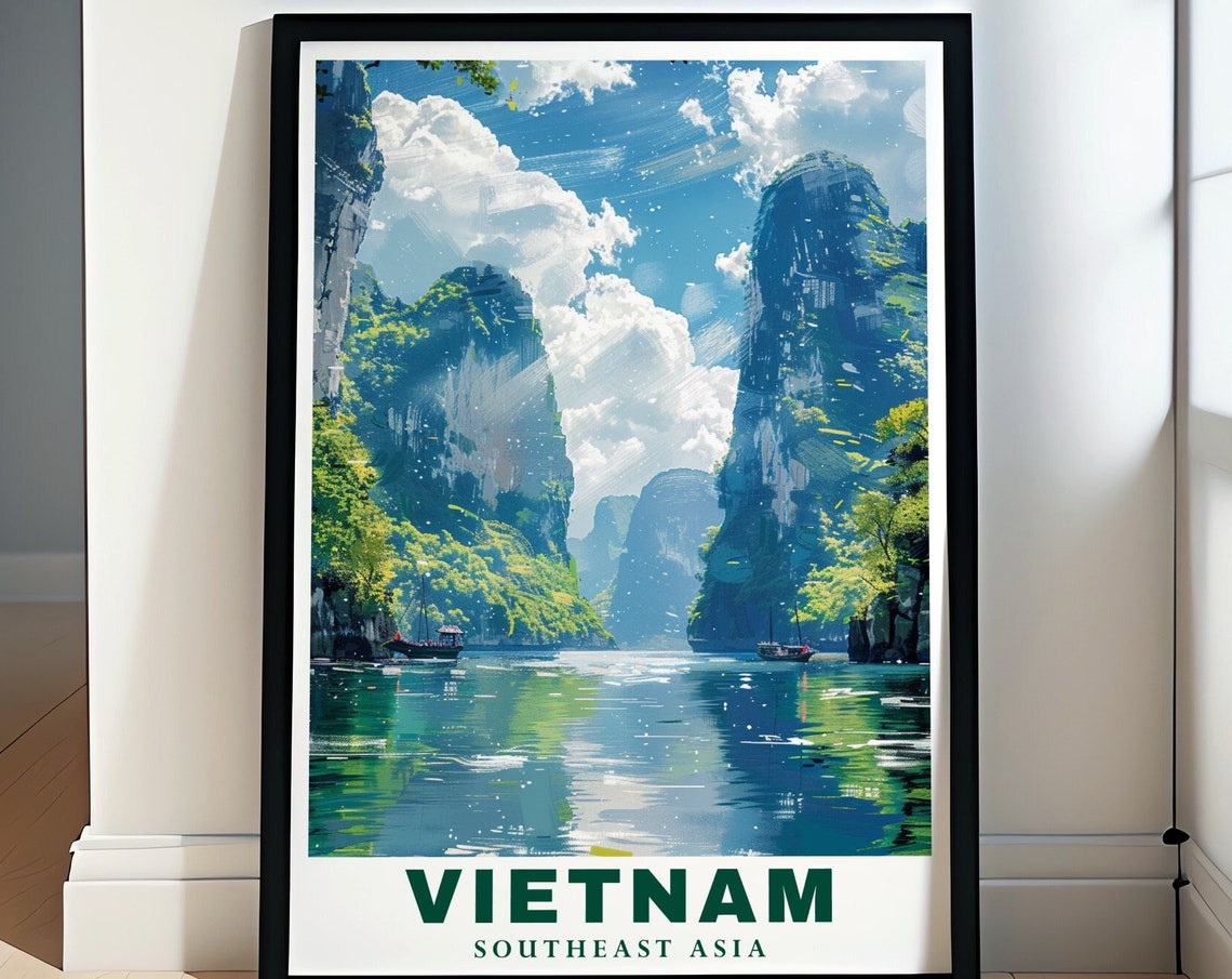 Vietnam Travel Poster Ha Long Bay Posters And City Art Prints Vietnam Wall Art And Ha Long Bay Decor Vietnam Travel Prints Home Decor