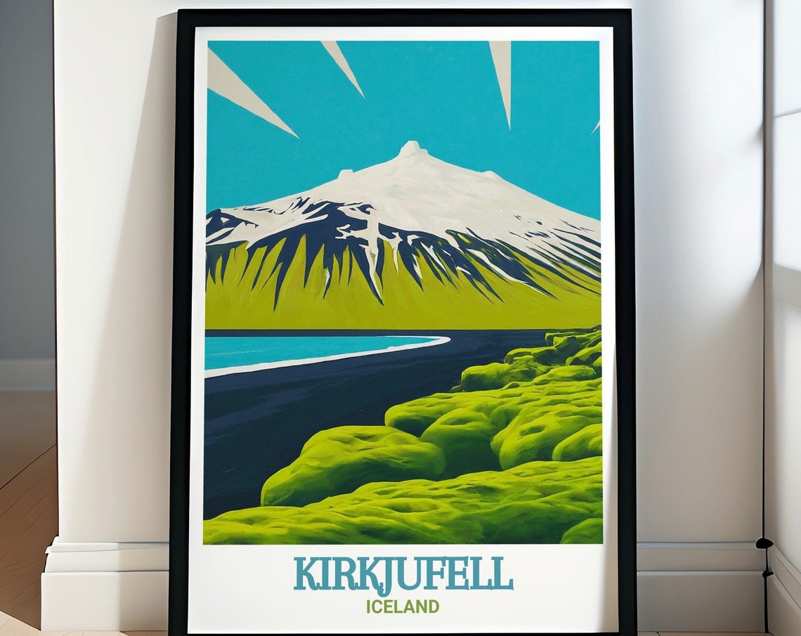 Kirkjufell Iceland Mountain With Mossy Green Lava Fields Poster