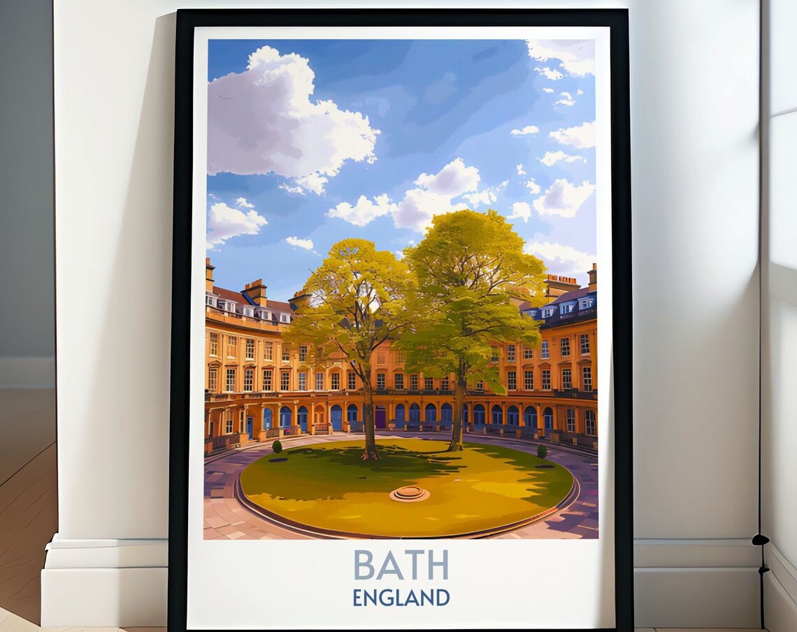 Bath The Circus Crescent Georgian Architecture England Travel Poster
