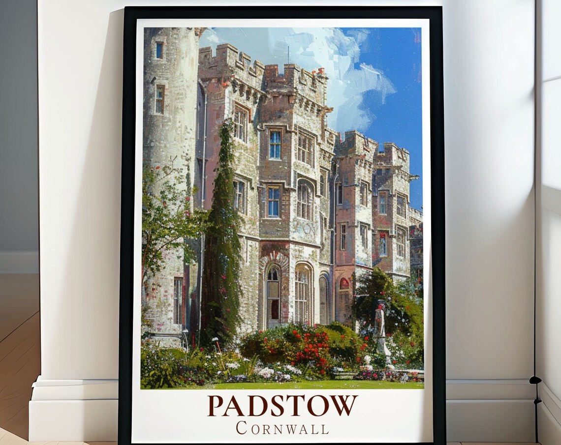 Padstow Cornwall Historic Stone Manor With Rose Gardens Poster