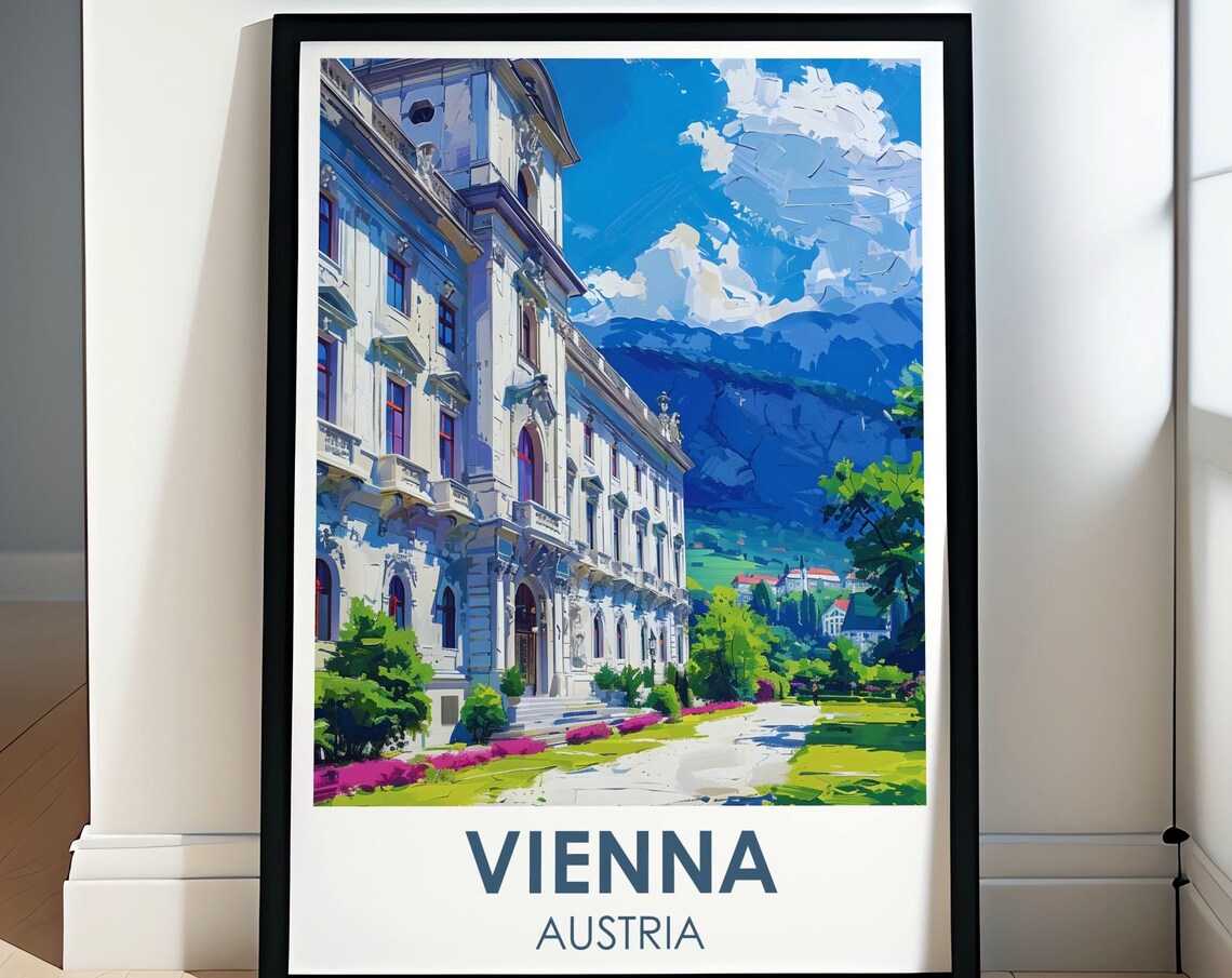 Vienna Belvedere Palace Baroque Gardens Alpine Travel Poster
