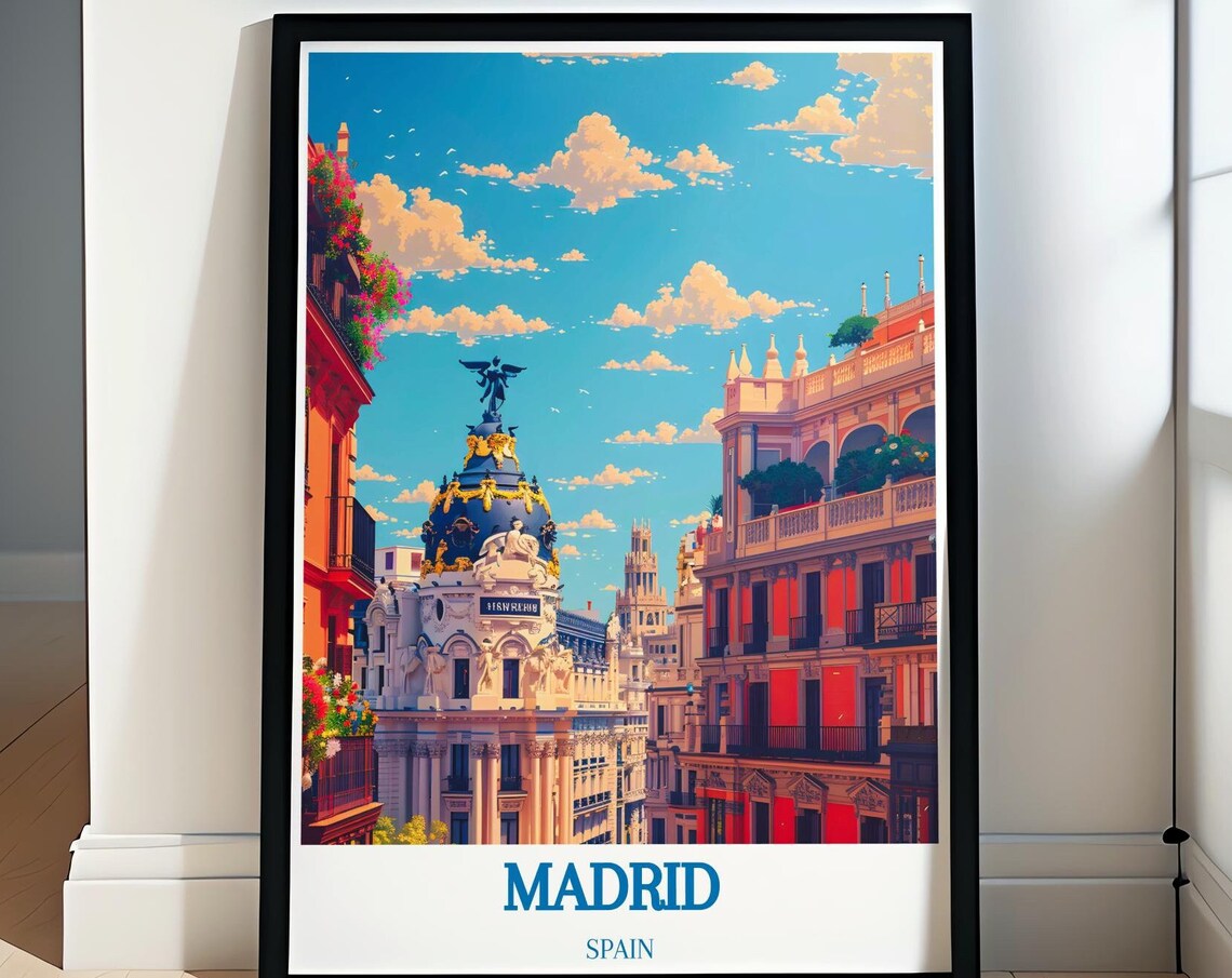 Madrid Spain Metropolis Building Famous Gran Via Street Poster