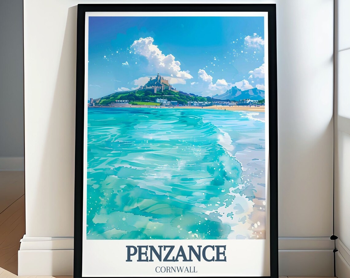 Penzance Cornwall St Michaels Mount Turquoise Bay View Poster